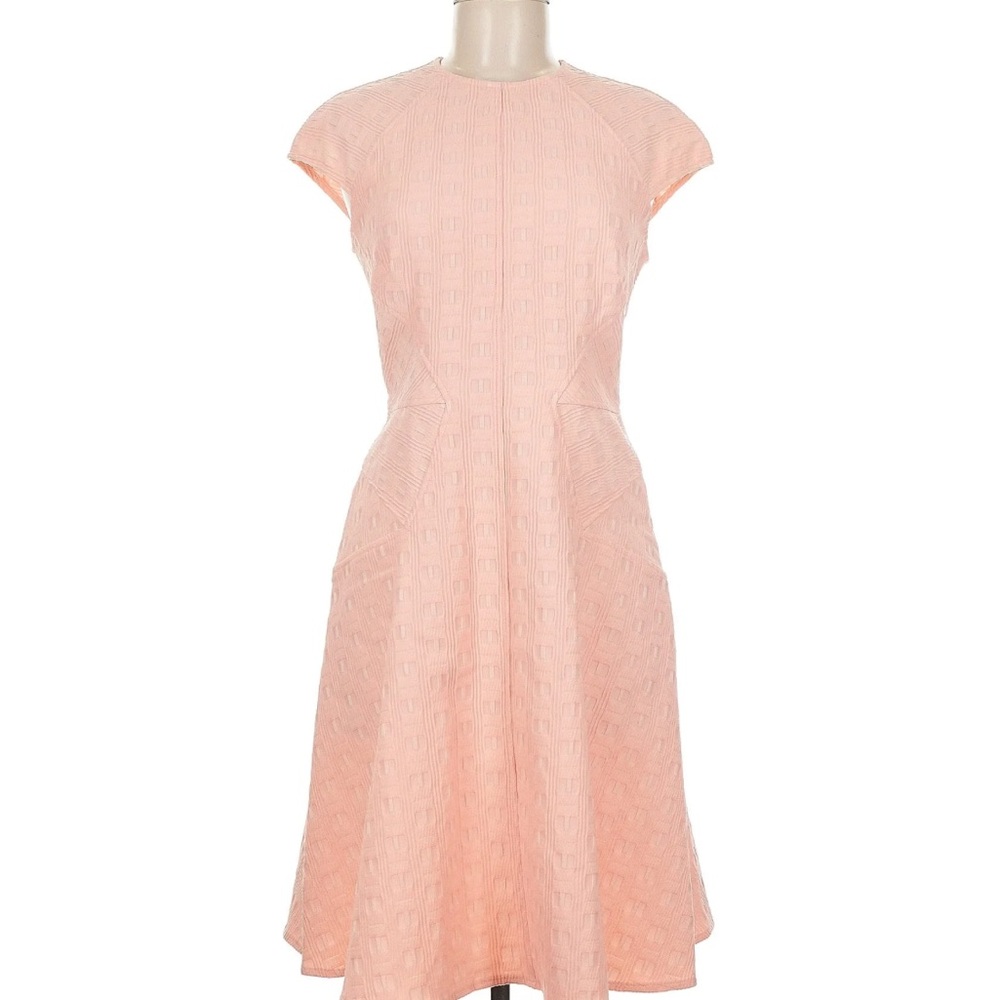 Lela Rose Textured Coral Midi Dress